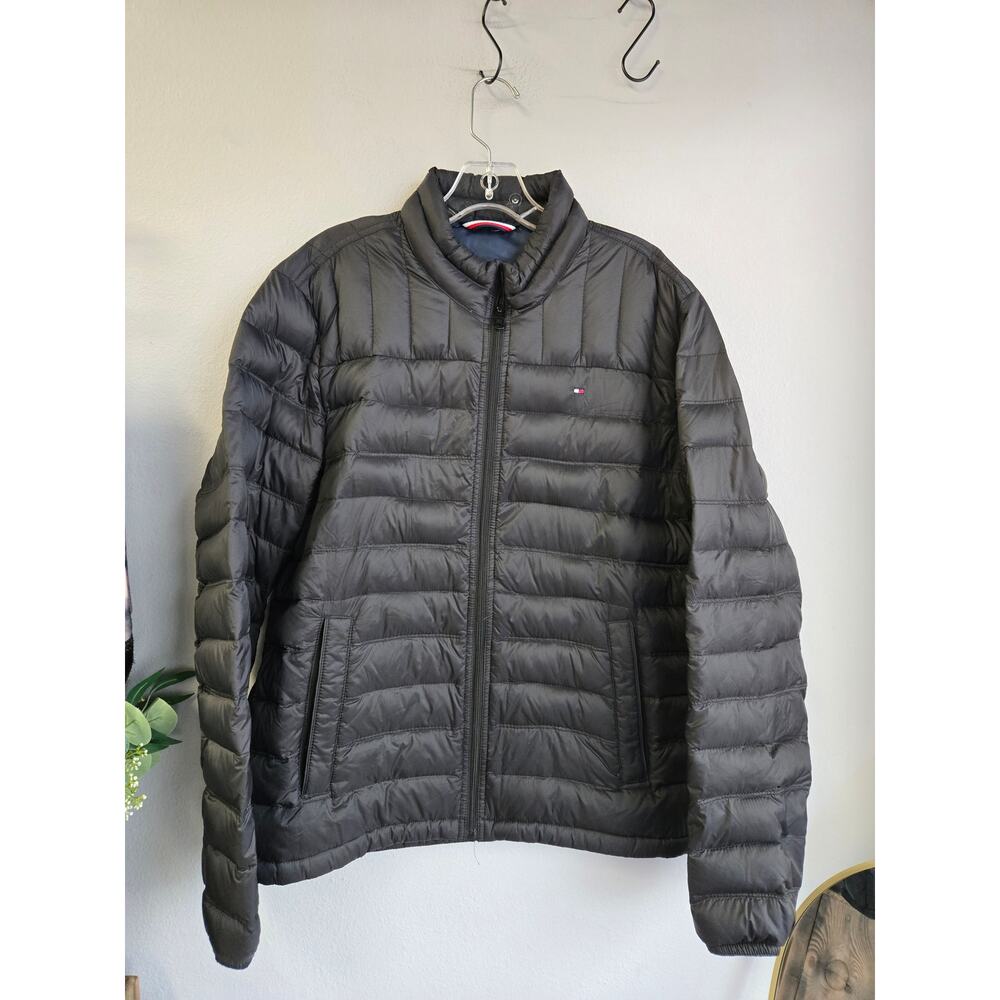 Tommy Hilfiger Puffer Jacket Natural Down Packable Quilted Black Medium